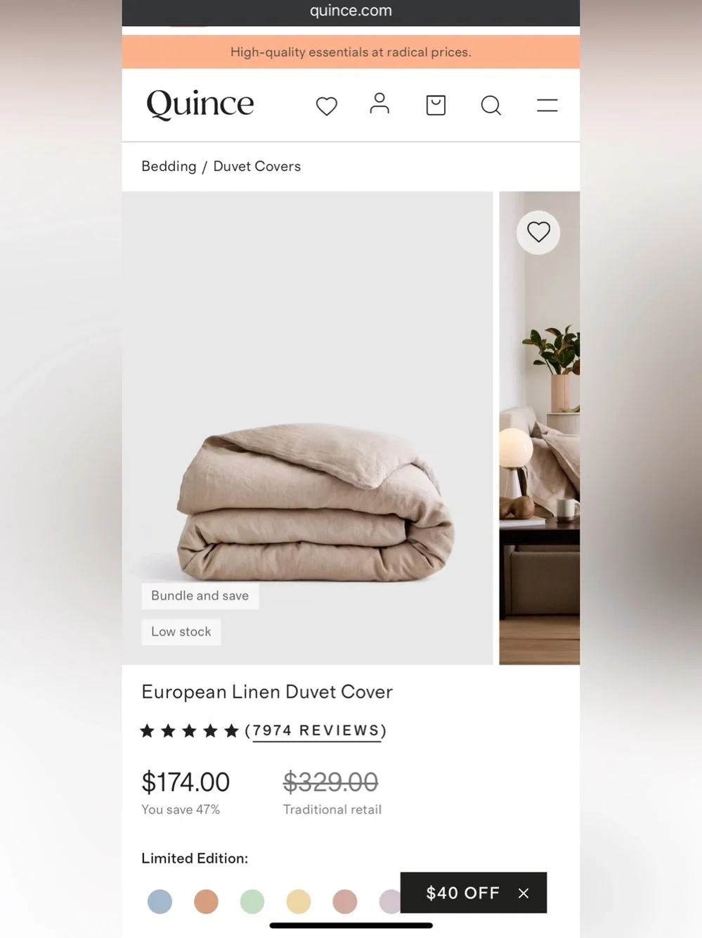 Quince European Linen Duvet Cover King/California King
